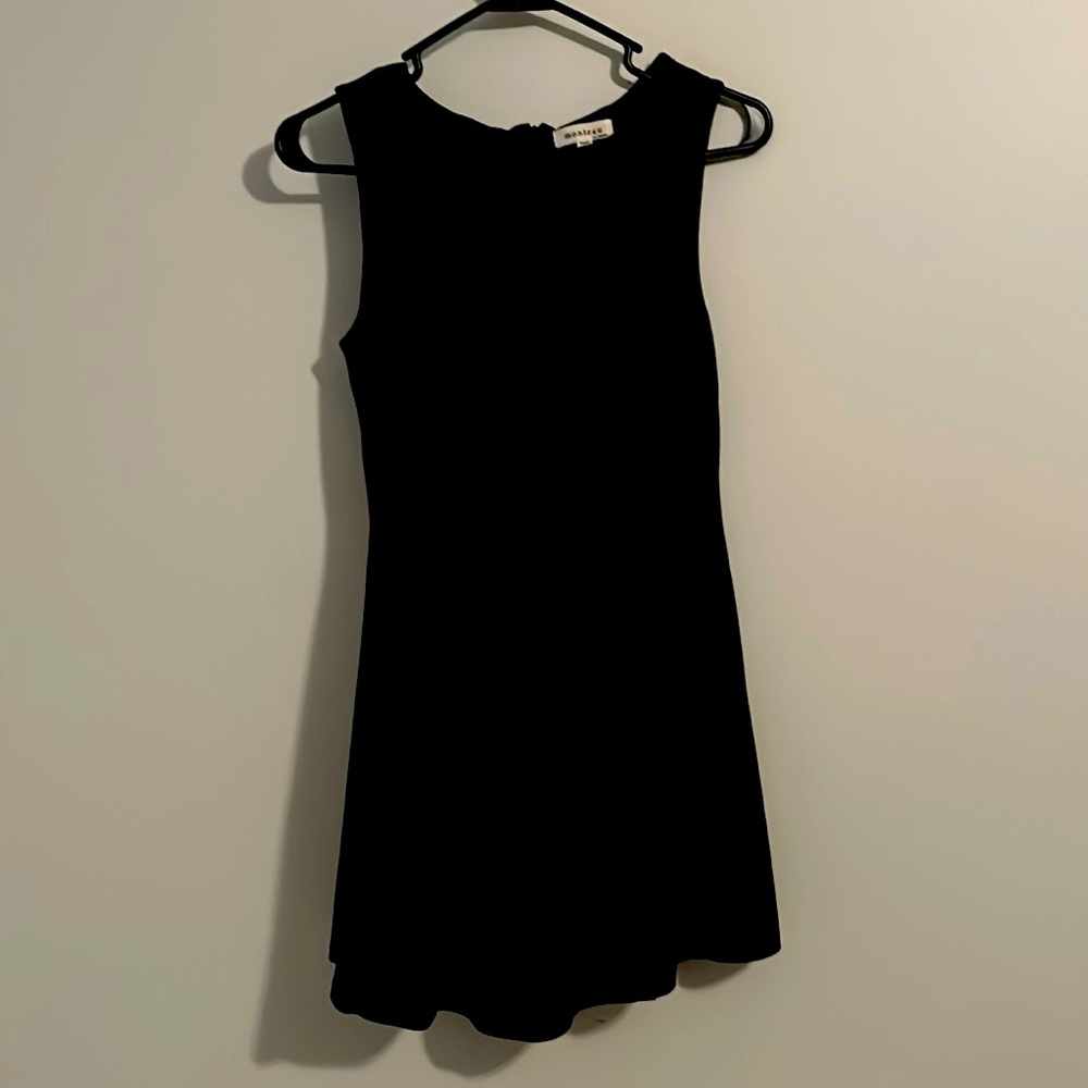 Blackish gray dress with cutouts at neckline